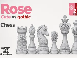 Cute Rose vs Gothic Rose – Chess Set