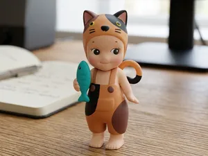 Sonny Angel Calico Cat with Fish