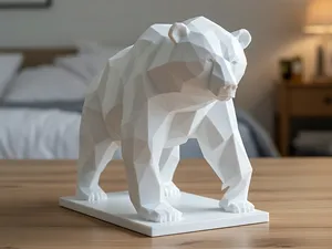 Ultra Low Poly Geometric Bear Sculpture