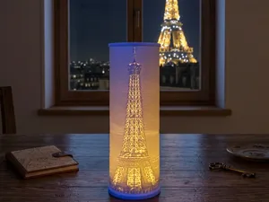 Eiffel Tower Lithophane Lamp LED Candle Included