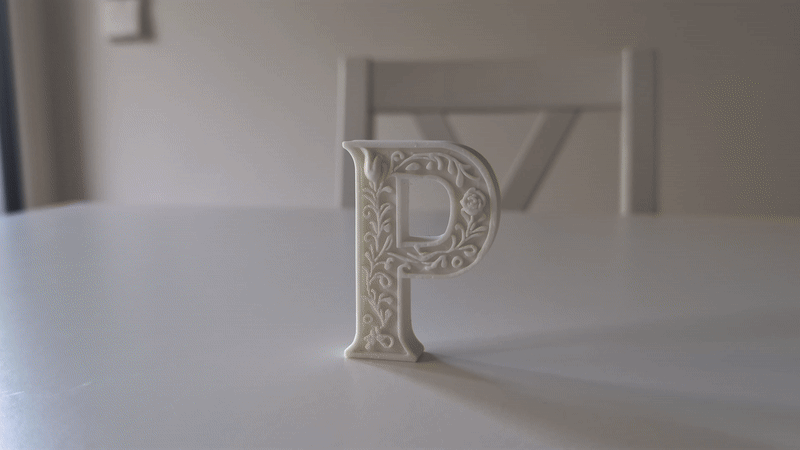 Standing Letter P in a Gypsum Floral Style