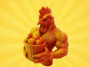 Muskelhuhn mit Eimer KFC Chicken Style