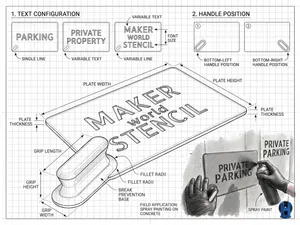 MultiLine Parametric Stencil Generator with Handle