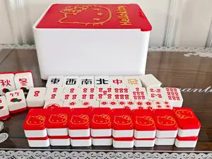 Hellokitty可爱萌系中国麻将牌 新春喜庆麻将+推拉滑轨磁吸收纳盒+骰子 144张牌