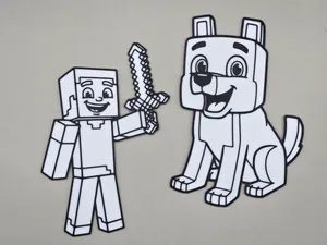 Minecraft Steve Wolf Coloring