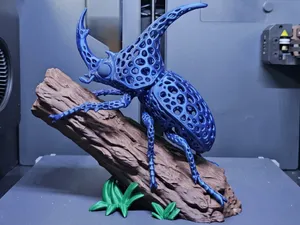 Voronoi Rhinoceros Beetle on a Branch