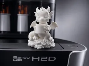 Tiny Dragon Holding Huge Coffee Mug