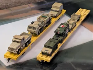 HO scale Thrall 89' DODX flatcar kitbash aids
