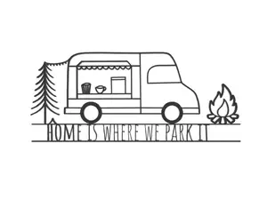 Camper Van Line Art – “Home Is Where We Park It”