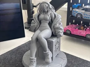 Gamer Girl with Headphones | Anime Desk Statue