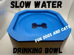 No Spill Slow Water Drinking Bowl for Dogs or Cats