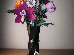 Brick Botanical Twisted Hexagon Vase