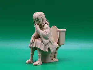 Anime Toilet Girl – Thoughtful Manga Pose