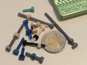 easy to 3d print 3mm hex nut and hex bolts