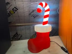 Santa boot lamp with candy cane no ams