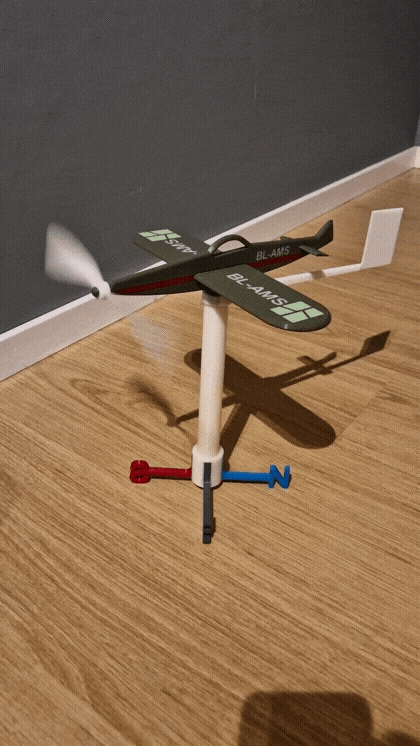 Bambu airplane weather vane/animal repellant - Callsign BL-AMS