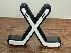 Crossed Hockey Sticks Bookshelf Decor
