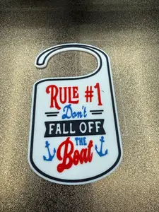 RULE #1 DON'T FALL OFF THE BOAT DOOR HANGER