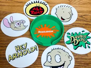 90's Nickelodeon Coaster Set / 4 color / Retro /