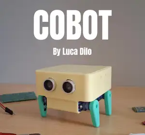 COBOT: Four servo legs and distance sensor robot