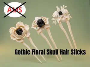 Gothic Floral Skull Hair Sticks