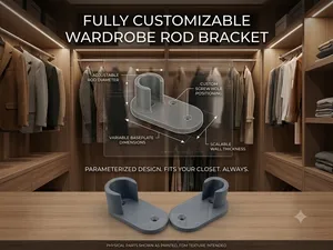 Customizable Wardrobe Rod Holder Rail Bracket