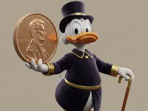 Zio Paperone - Scrooge - Mcduck con la sua moneta
