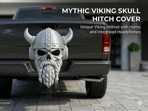 Mythic Viking Skull Hitch Cover with Headphones