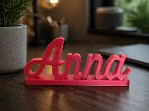 Custom Name Stand – Elegant Script Desk Decor 3D