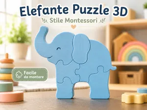 Elefante Puzzle 3D | Montessori | Gioco Educativo