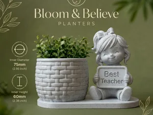 Girl Bloom & Believe Planter Editable Text
