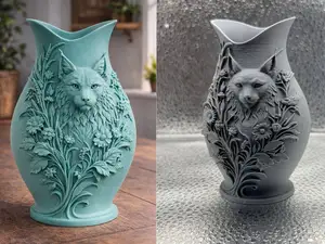 Cat Floral Vase Elegant Nature Inspired Home Decor