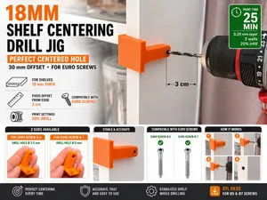 18 mm Shelf Drill Jig 30 mm Offset For Euro Screws