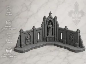 Gothic Sororitas Corner Wall - Tabletop Terrain