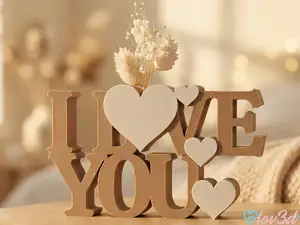 "I Love You" Self-Standing Sign with Vase