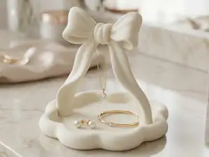 Ribbon Bow Organizer Vanity Jewelry Hold Catchall