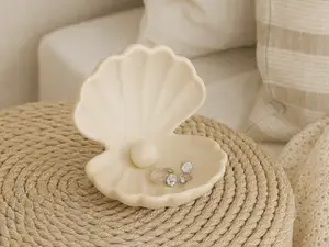 Coastal Clamshell Jewelry Tray with Pearl Accent