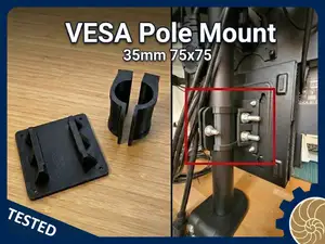 VESA 75x75 mount plate to 35mm pole