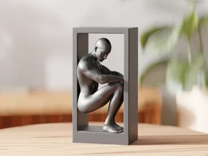 Confined Mind – Black Bookend Sculpture in a Frame