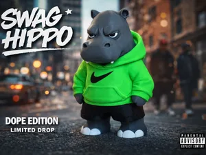 Hippo in Nike hoodie