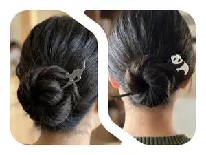 Animal Hair Stick (Kanzashi) - Cat & Panda Set