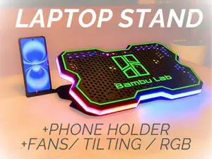 Laptop Stand with Fans, RGB, Tilt & Phone Holder