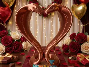 Cobras amoureux – Sculpture coeur 3D