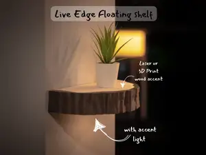 Live Edge Floating Shelf with Accent Light
