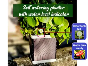Self watering planter with water level indicator