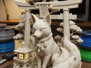 Kitsune Shrine Diorama – Inari Fox & Torii Gate