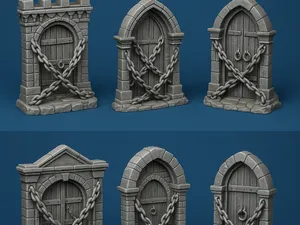 Locked Dungeon Doors Set
