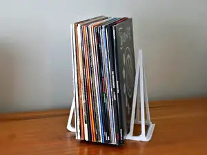 Vinyl Record Stand with 'Now Playing' Shelf
