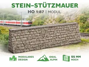 Stein-Stützmauer H0 (1:87)