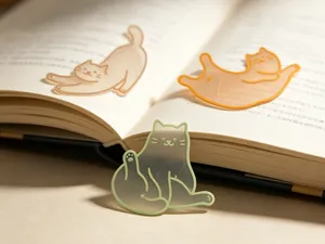 镂空欧根纱猫咪书签｜3款瑜伽小猫 飞鸟咪/鸡腿咪/下犬咪轻薄书签 含免AMS版